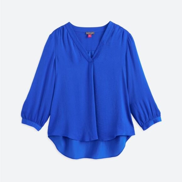 Vince Camuto Tops - NWT Vince Camuto 3/4 Sleeve V-Neck Rumple Blouse in Blue